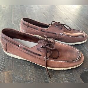 Lacoste Men's Corbon 2 Leather Loafer Boat Shoes Brown Size 12